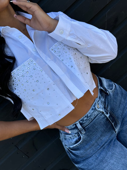 Camisa blanca con cristales